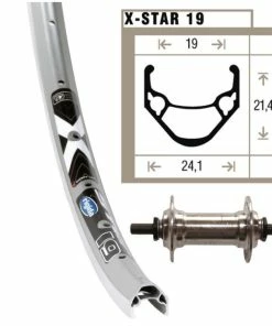 Xxcycle Roue Avant 24X1.75 Alu Ecrou 36T Rigida X-Star 19 Argent Rayons Inox